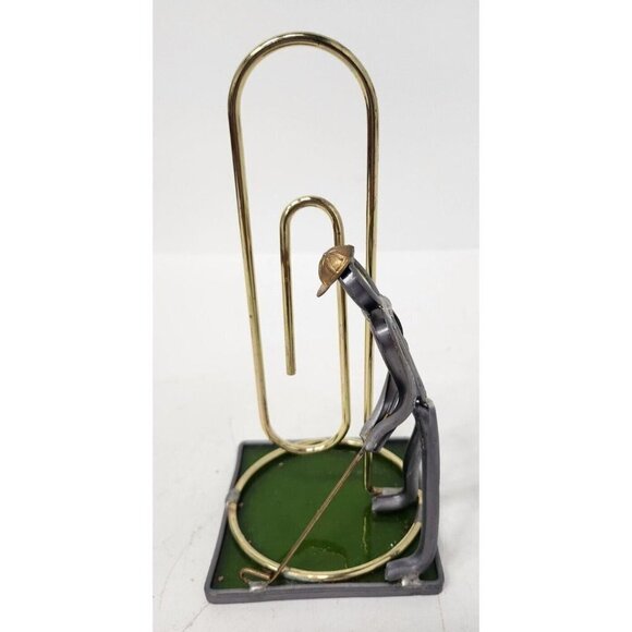 VINTAGE Metal Golfer Figurine Statue Desk Paper Holder Decor Mid Century Modern - Picture 1 of 5